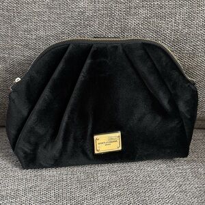 Dolce & Gabbana Women Black Velvet Signature Cosmetic Pouch Makeup Bag New